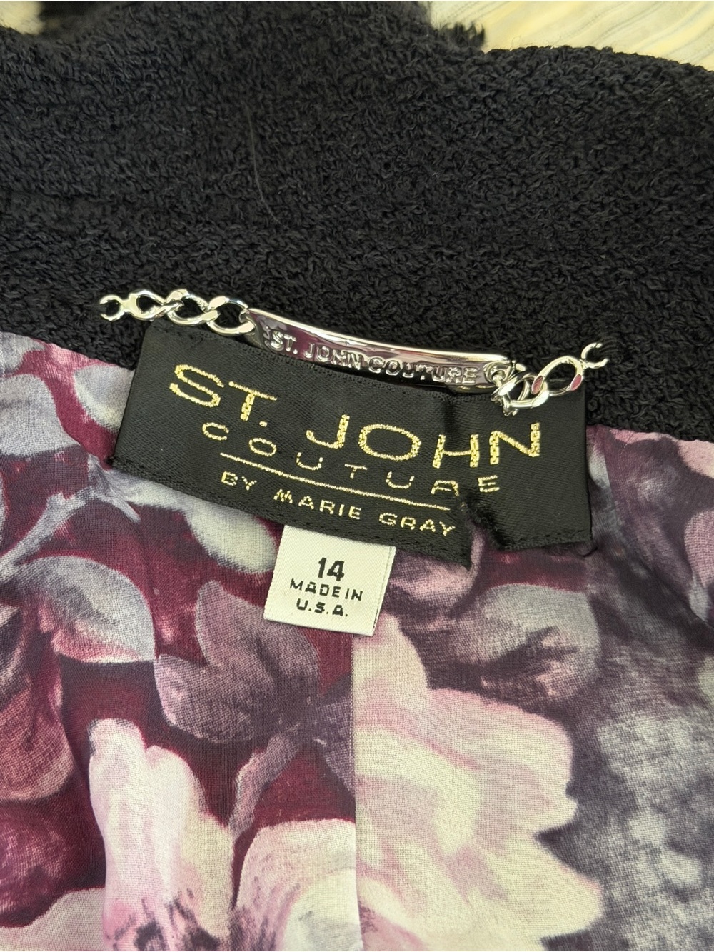 St.John Couture Black tassel crystal button suit. Like new. Size 14 - Picture 3 of 11